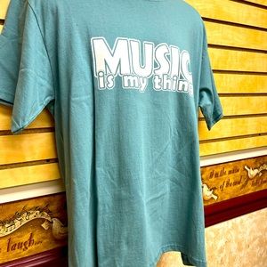 Music is My Thing Adult T-shirt: Large Sea Green color